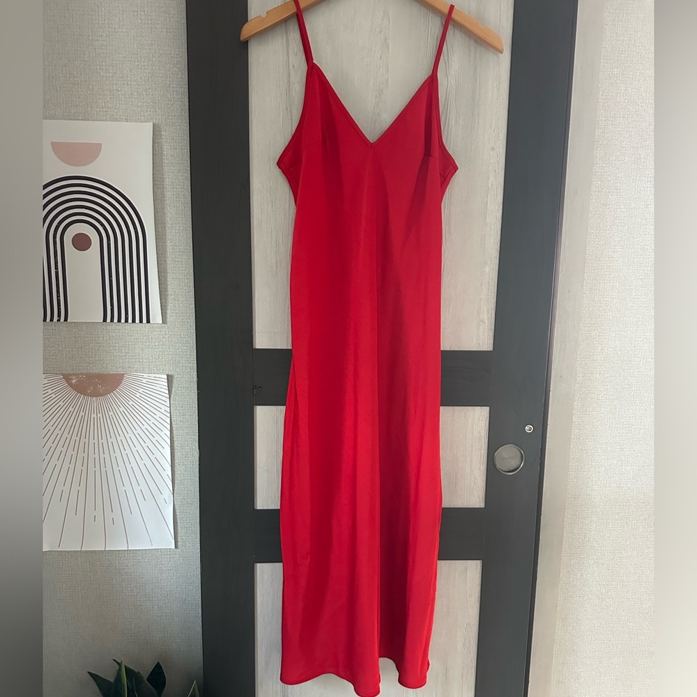 Red Satin Slip Dress